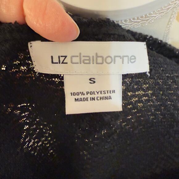 Liz Claiborne Women's Size S Black Metallic Scoopneck Pullover Sweater #3429 - Picture 5 of 8